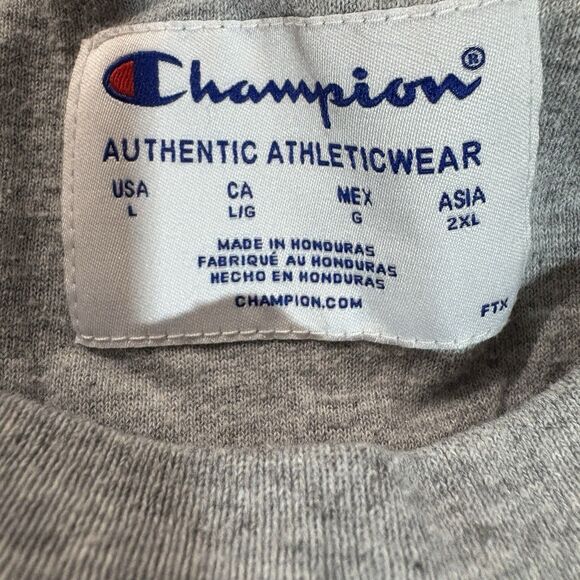 Champion Sweatshirt Men’s L Gray Crewneck Pullover Logo Athletic Casual - Picture 3 of 6